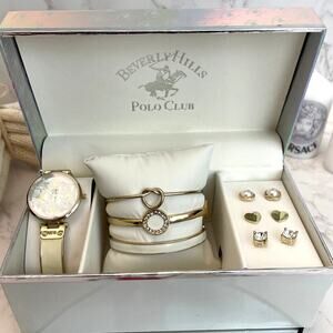 BEVERLY HILLS POLO CLUB Gift Set: Watch, 3 Bracelets, 3 Sets of Earrings NWOT